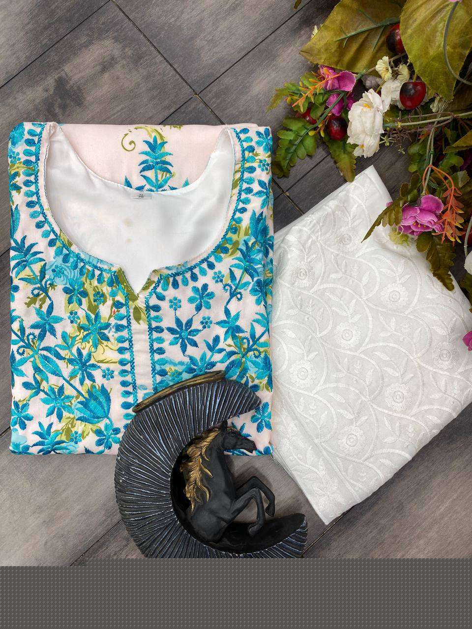 RAYON EMBROIDERED KURTIS WITH BOTTOM - MYLUXURY LANE ENTERPRISE